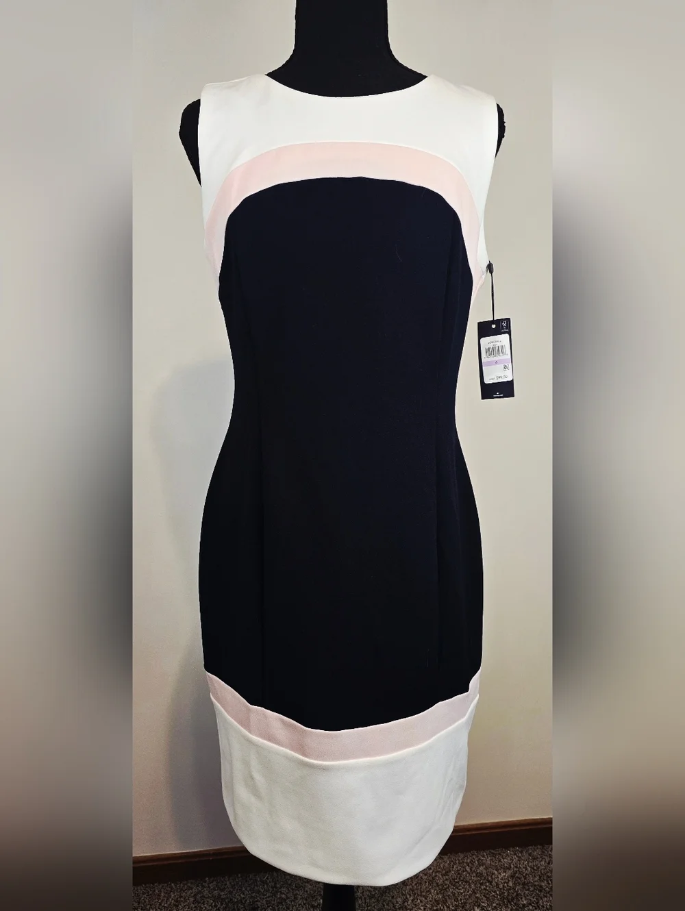 Tommy Hilfiger Colorblock Sheath Dress Sleeveless Pink White Navy NWT Preppy - Picture 4 of 10